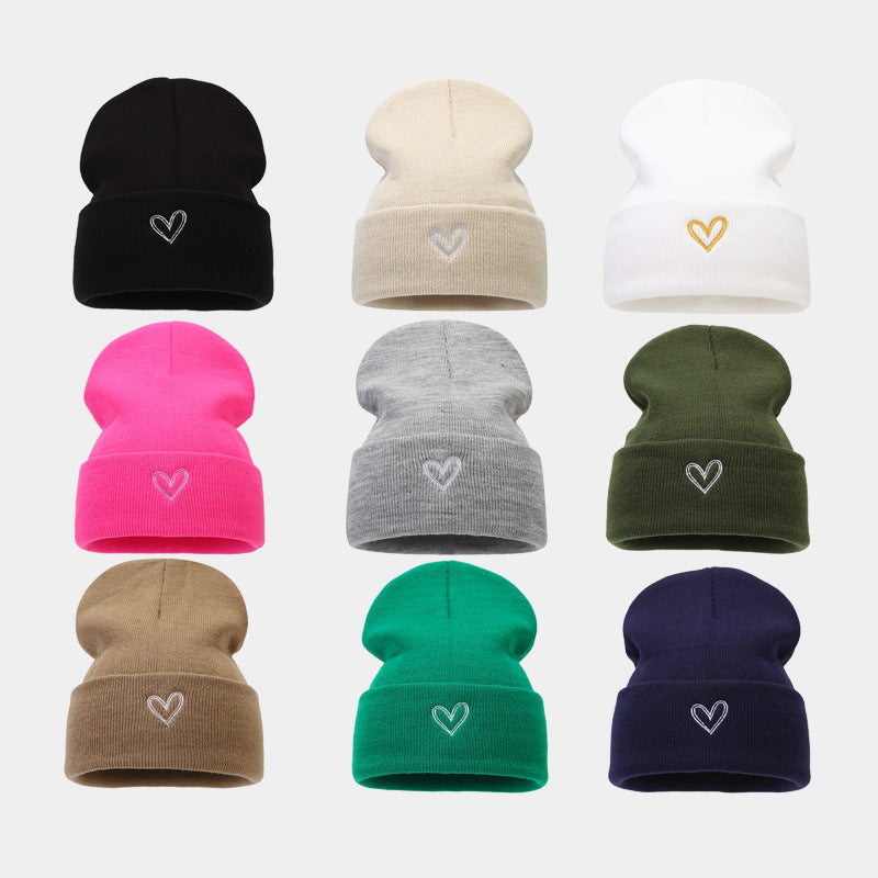 Wholesale Thickened Love Embroidered Acrylic Knitted Hats